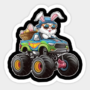 Happy Easter Monster Truck - funny bunny trucker Sticker